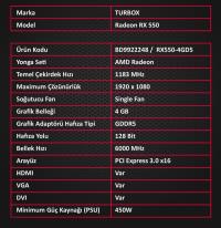 TURBOX RX550 4GB GDDR5 128Bit Vga.DVI HDMI